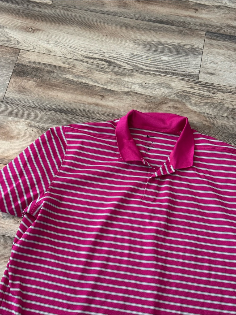 Nike Men's Dri-FIT Golf Polo Hot Pink White Gray Stripe XXL